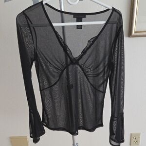 The Limited Black Sheer Lace Blouse